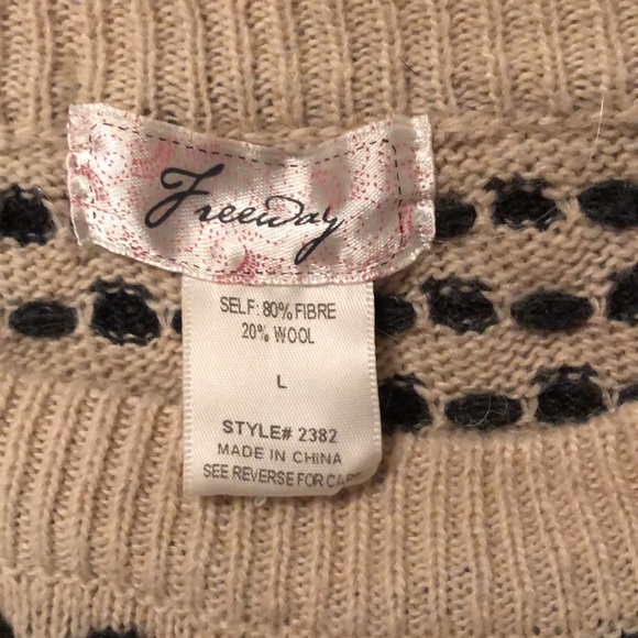 Freeway wool blend boxy sweater in tan with black dots L XL 1X - Picture 6 of 11